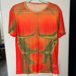 Men’s Fever City Body Print See Through T-Shirt Size L